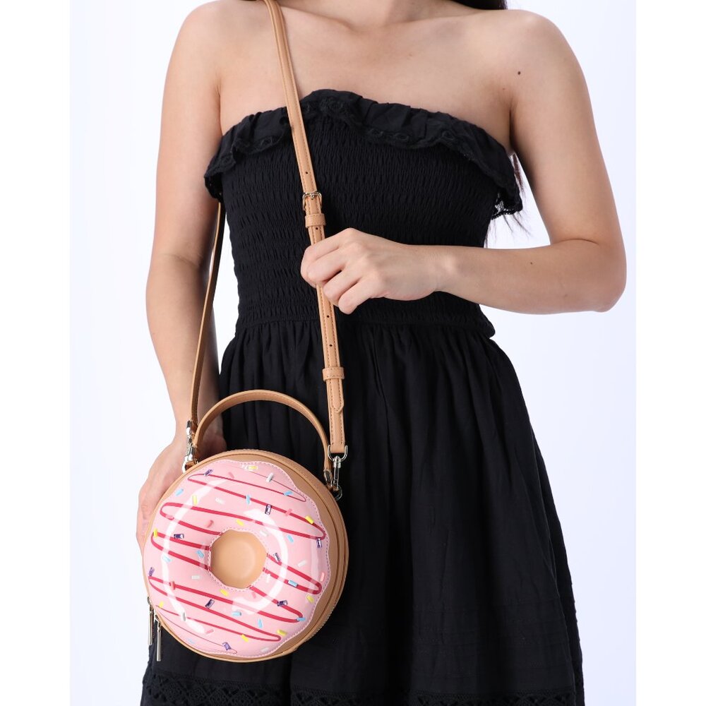 Kate Spade Novelty Bag Coffee Break 3D Donut Crossbody Pink Multi